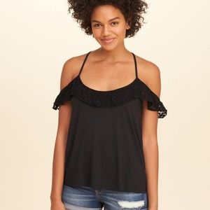 Hollister Black Lace Cold Shoulder Top